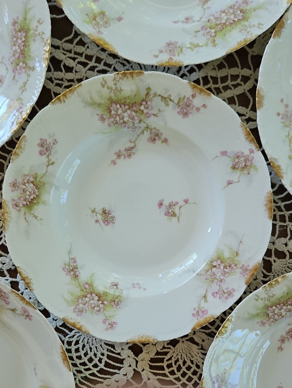Antique Haviland Limoges, Large Rim Soup Bowls, Set of 6